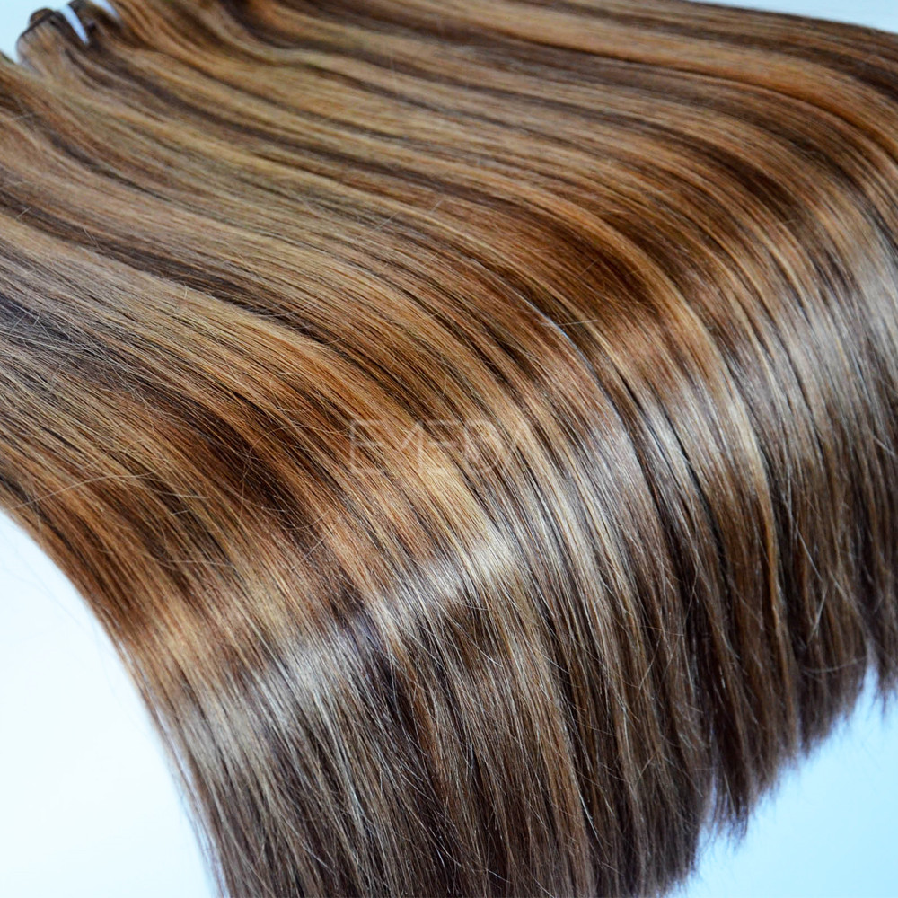 Brown and blonde color piano color clip in hair weft  LJ170